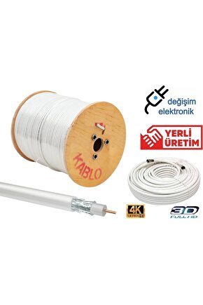 Rg59 Bitisik Ikili Uydu Çanak Anten Kablosu Mini 30 Metre Hazır Uçlu