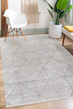 Bambu Saten Halı Kilim Salon Mutfak Koridor Yolluk Dokuma Makine Halısı Petra 4 Gri