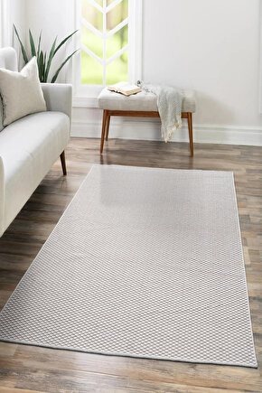 TM-01 Sisal Jut Hasır Model Tek Renk Dokuma Yıkanabilir Toz Vermez Halı Krem