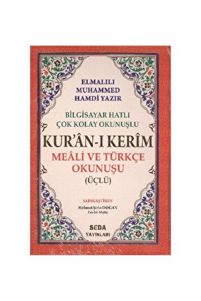 Kuranı Kerim Meali ve Türkçe Okunuşlu Orta Boy Bilgisayar Hatlı Üçlü Kod006