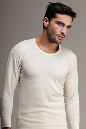 Erkek Krem Yün Içlik Uzun Kol Fanila