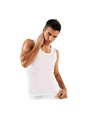 Erkek Beyaz Pamuk Klasik Askılı Penye Atlet 6lı