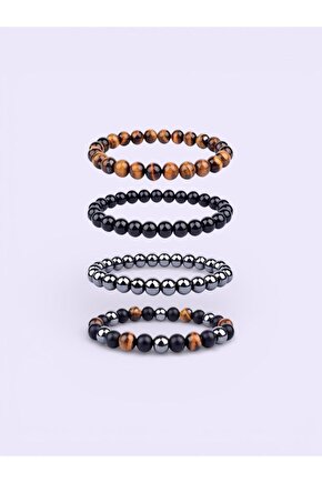 Güç Şans Denge Çakra Bilekliği - Kaplangözü-hematit-oniks Doğal Taş 8mm