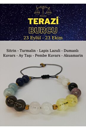 Terazi Burcu Ayarlanabilir Bileklik Lapis,turmali