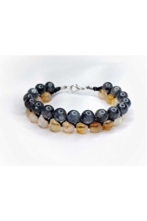 Sitrin & Spektrolit Doğaltaş Örgülü Bileklik