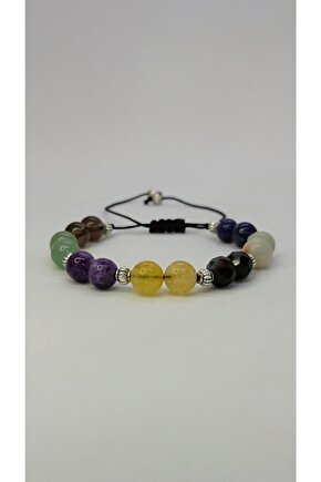 Başak Burcu Ayarlanabilir Bileklik Ametist,akik,aventurin,lapislazuli,dumanlı Kuvars,sitrin,amazonit