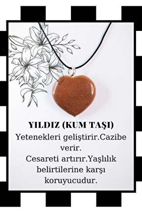 Doğaltaş Kalp Yıldız Taşı (kum Taşı) Kolye Ucu