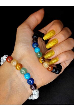 Doğaltaş 7 Çakra Ametist,lapis Lazuli,turkuazaventurin,kaplangözü,sitrin,jasper Sevgili Bilekliği