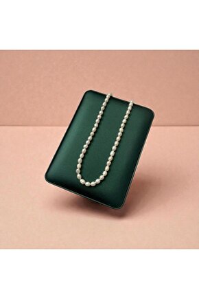 Sertifikalı Doğal Orta Boy Arpa İnci Kadın Kolye - Çelik Aparat - 40cm 7cm Uzatma