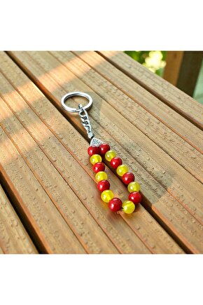 SARI-KIRMIZI AKİK&MERCAN DOĞALTAŞLI TARAFTAR ANAHTARLIK