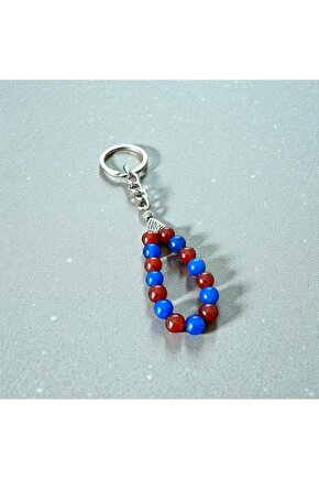 TASARIM 8 MM AKİK DOĞALTAŞLI BORDO-MAVİ TARAFTAR ANAHTARLIK