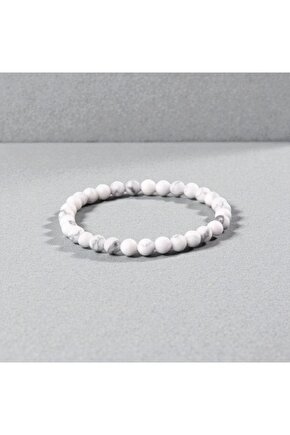 Unisex Sertifikalı Gerçek Havlit Doğal Taş Uyku ve Stres Sevgililer Günü Hediyesi Bileklik 8mm