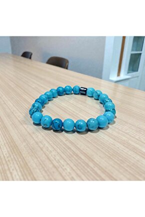 SERTİFİKALI TURKUAZ FİRUZE DOĞAL TAŞ BİLEKLİK 8 MM