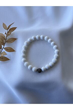 Gümüş Aparatlı Beyaz Mercan Taşlı Bileklik