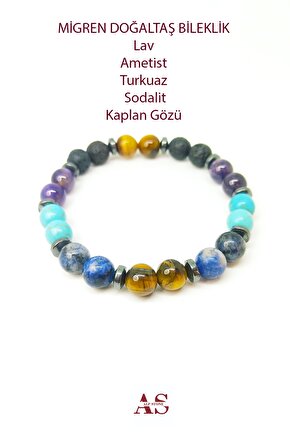 Migren Ve Baş Ağrısı Bilekliği 8 mm Karma Doğal Taş Bileklik