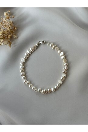 Gerçek İnci Gümüş Bileklik