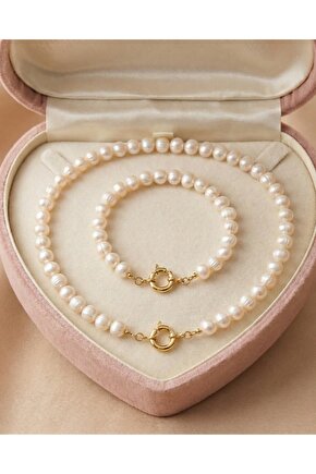 Hakiki İncili Kolye Bileklik Set