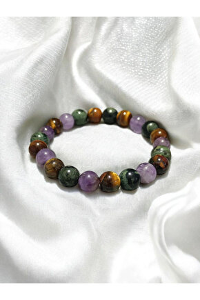 AMETİST KAPLAN GÖZÜ KANBABA JASPER ( BEREKET ZİHİNSEL BÜTÜNLÜK ) BİLEKLİĞİ