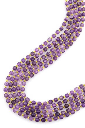 Ametist Doğal Taş Dizi 6 X 7 Mm Hexagonal Kesim