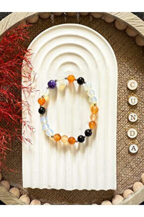 Doğal Taş Bileklik Kişiye Özel Olumlama (Akik.Ay.Onix Taşlı)