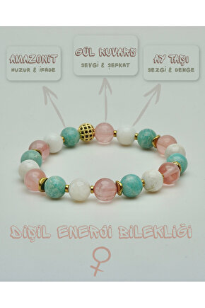 DOĞALTAŞ-DİŞİL ENERJİ (AY TAŞI, AMAZONİT, GÜL KUVARS) 8mm