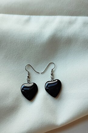 Sertifikalı Oniks Kalp Doğaltaş Küpe