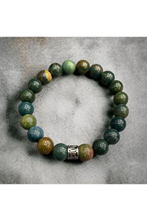 AuraStone Yosun Akik Doğal Taş Koyu 10mm Bileklik