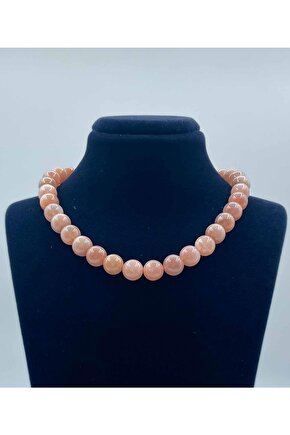 Güneş Taşı Doğal Taş Kolye 8 Mm Küre Kesim