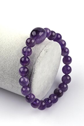 Ametist Doğal Taş Bileklik 8 mm Küre Kesim