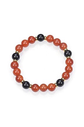 Obsidyen Jasper Doğal Taş Bileklik 8mm