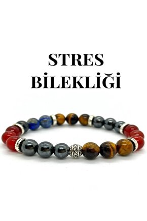 Gerçek Doğaltaş - Stres Bilekliği - Kaplan Gözü - Akik - Lapis Lazuli - Hematit