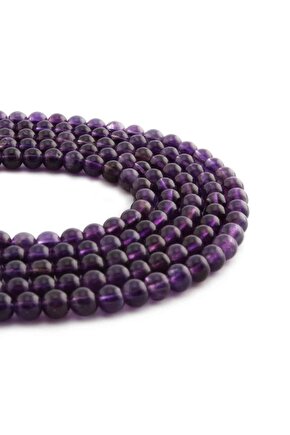 Ametist Doğal Taş Parlak Küre Kesim 4mm Dizi [Ab+]