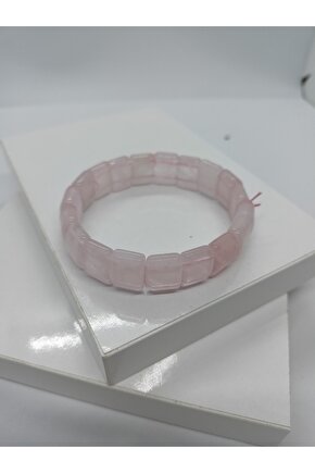 Pembe Kuvars Taşı Bileklik Özel Kesim Doğaltaş Bileklik