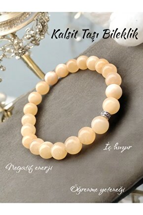 Doğal Taş Kalsit Taşı Bileklik 8 mm