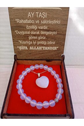 Kutulu Doğaltaş Kolye Bileklik Seti