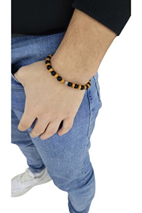 Unisex Tahta Taşlı Bileklik
