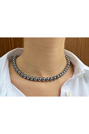 Terahertz Taşı Doğaltaş Kolye 8 Mm