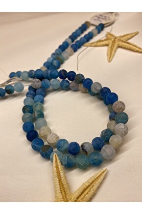 Gerçek Doğal Taş 1 Dizi Yengeç Mavi Akik 40cm