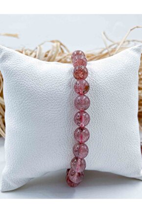 Çilek Kuvars Doğal Taş Bileklik 8 Mm