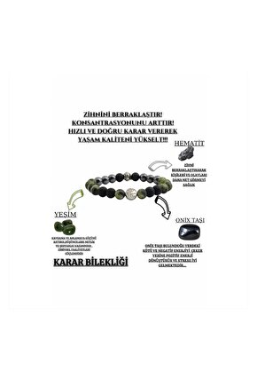 Oniks Yeşim Hematit Karar Bilekliği Doğal Taş Konsantrasyon Bileklik