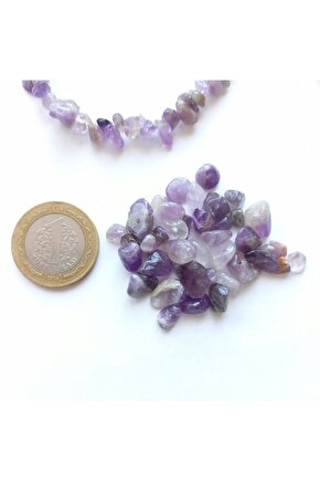 Delikli Ametist Doğal Taş 50 Adet