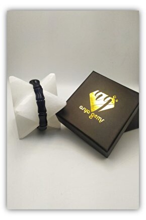 Asyagems Doğaltaş Obsidyen Doğal Taş Özel Kemik Model Kesim Bileklik Ayg-4892