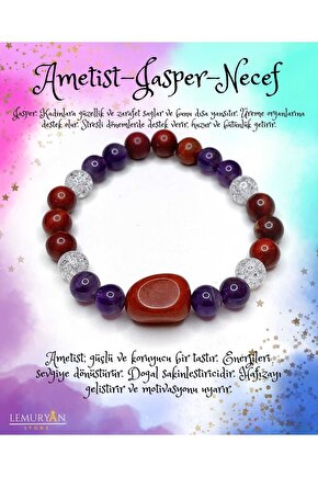 Orijinal Doğaltaş Ametist - Jasper- Necef Tasarım Bileklik