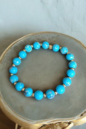 Mavi Varasit Dünya Gezegen model Varasit Taşı  Bileklik Dorika Bileklik Erkek Kadın Bileklik