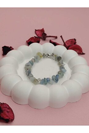 Açık Mavi Akuamarin  Taşı Doğal Taş Bileklik