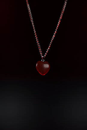 Kırmızı Jasper Doğaltaş Kalp Kesim Kolye