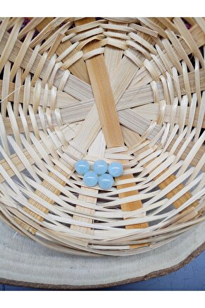 5 Adet Akuamarin Doğal Taş Boncuk (8 MM)