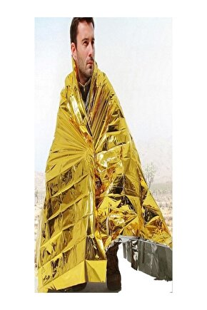 Sarı 5 Adet Acil Durum Ilk Yardım Battaniyesi Deprem Yanık Termal Battaniye Su Geçirmez 1,60x2.10 cm