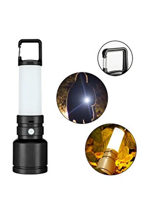 Taşınabilir Kamp Feneri Beyaz - Sarı Type-c Şarj Girişli 60x235mm Ch-23051 (5047)