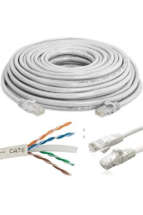 (30 Metre) Cat6 Internet Kablosu Uçları Takılı Hazır Jacklı Ürün Cat6 Ethernet Cable 30 Mt